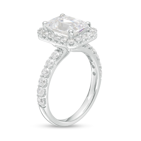 4 CT. T.w. Certified Emerald-Cut Lab-Grown Diamond Frame Engagement Ring in 14K White Gold (F/Vs2)