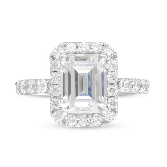 4 CT. T.w. Certified Emerald-Cut Lab-Grown Diamond Frame Engagement Ring in 14K White Gold (F/Vs2)