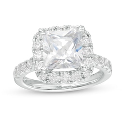 4 CT. T.W. Certified Princess-Cut Lab-Grown Diamond Frame Engagement Ring in 14K White Gold (F/VS2)