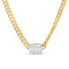 Thumbnail Image 0 of 1/2 CT. T.W. Oval-Shaped Multi-Diamond Sideways Necklace in 10K Gold - 16"