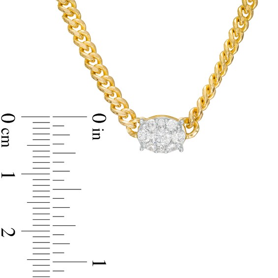 1/2 CT. T.w. Oval-Shaped Multi-Diamond Sideways Necklace in 10K Gold - 16"
