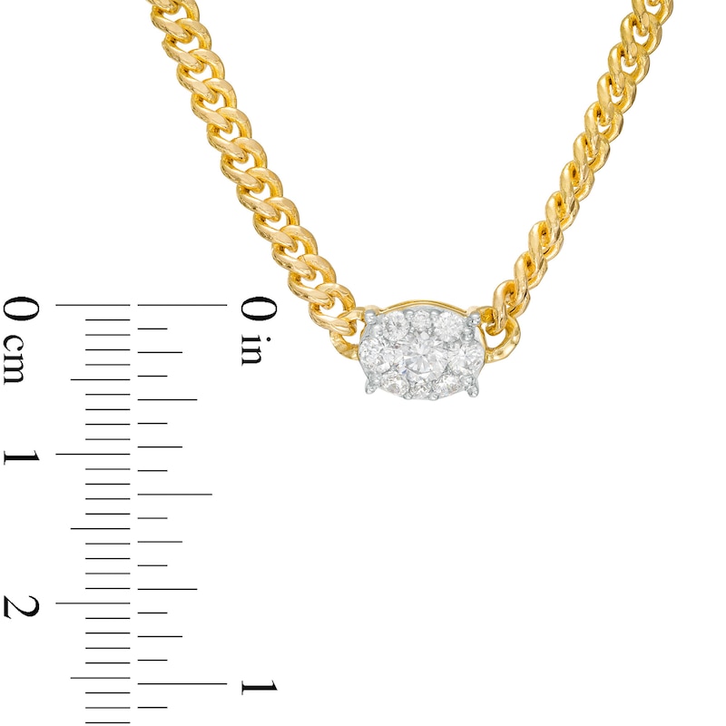 1/2 CT. T.W. Oval-Shaped Multi-Diamond Sideways Necklace in 10K Gold - 16"