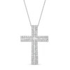 Thumbnail Image 1 of 1 CT. T.W. Baguette and Round Diamond Triple Row Cross Pendant in 10K White Gold