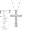 Thumbnail Image 3 of 1 CT. T.W. Baguette and Round Diamond Triple Row Cross Pendant in 10K White Gold