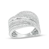 Thumbnail Image 1 of 1 CT. T.W. Baguette and Round Diamond Multi-Row Crossover Ring in 10K White Gold