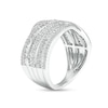 Thumbnail Image 3 of 1 CT. T.W. Baguette and Round Diamond Multi-Row Crossover Ring in 10K White Gold