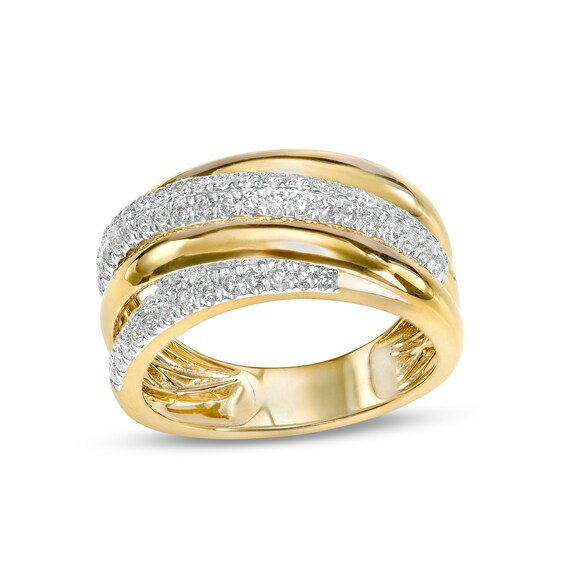 1/2 CT. T.w. Diamond Double Row Slant Ring in 10K Gold