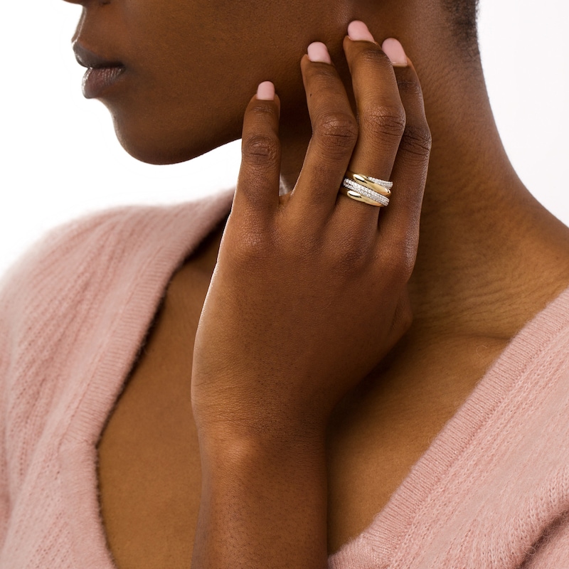 Main Image 2 of 1/2 CT. T.W. Diamond Double Row Slant Ring in 10K Gold