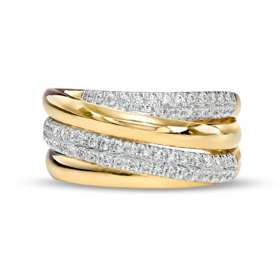 1/2 CT. T.w. Diamond Double Row Slant Ring in 10K Gold