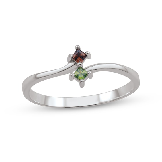 Princess-Cut Gemstone Bypass Ring (2-4 Stones)