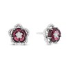 Thumbnail Image 0 of Enchanted Disney Mulan Rhodolite Garnet and 1/5 CT. T.W. Diamond Flower Stud Earrings in Sterling Silver