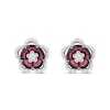 Thumbnail Image 1 of Enchanted Disney Mulan Rhodolite Garnet and 1/5 CT. T.W. Diamond Flower Stud Earrings in Sterling Silver