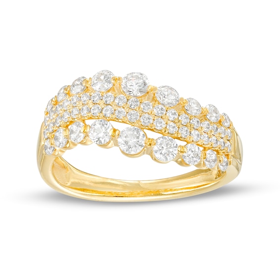 1 CT. T.w. Diamond Four Row Wave Ring in 10K Gold