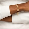 Thumbnail Image 2 of Alternating Paper Clip Bracelet in Hollow 14K Gold - 7.5"