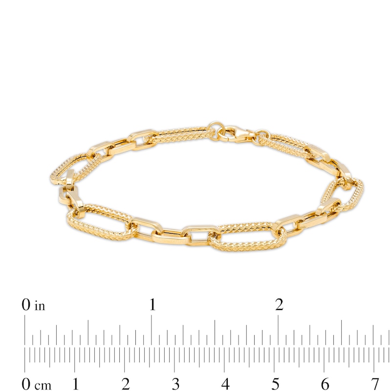 Alternating Hollow Paperclip Bracelet in 14K Gold - 7.5"