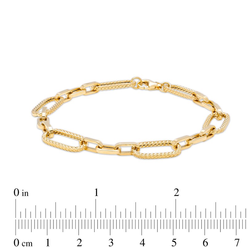 Main Image 3 of Alternating Paper Clip Bracelet in Hollow 14K Gold - 7.5"