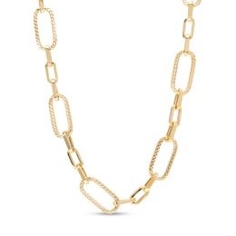 Alternating Paper Clip Necklace in Hollow 14K Gold - 18"