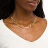 Thumbnail Image 1 of Alternating Paper Clip Necklace in Hollow 14K Gold