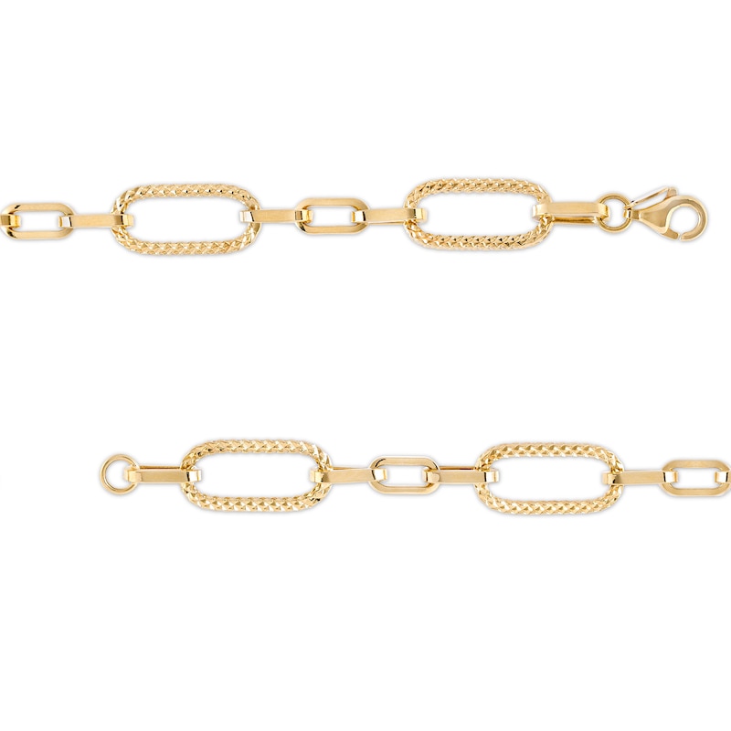 Alternating Paper Clip Necklace in Hollow 14K Gold