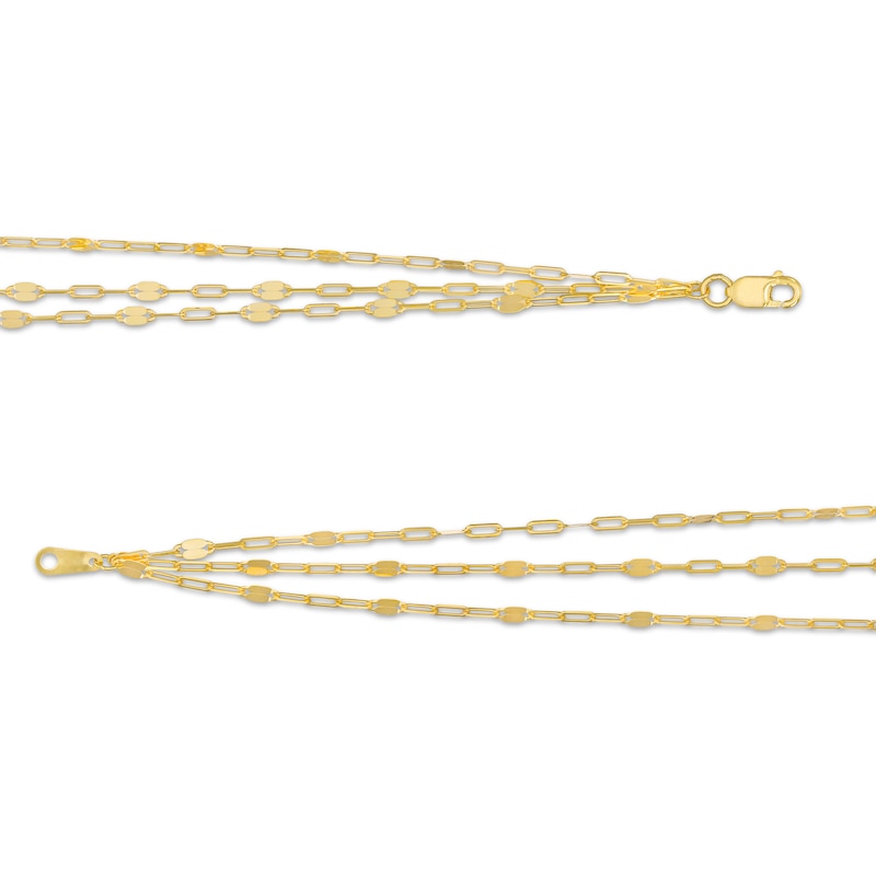 Triple Strand Cheval Chain Anklet in 10K Gold - 9.5"