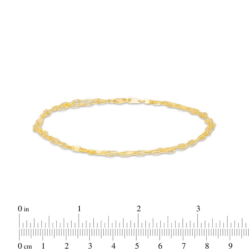 Triple Strand Cheval Chain Anklet in 10K Gold - 9.5"