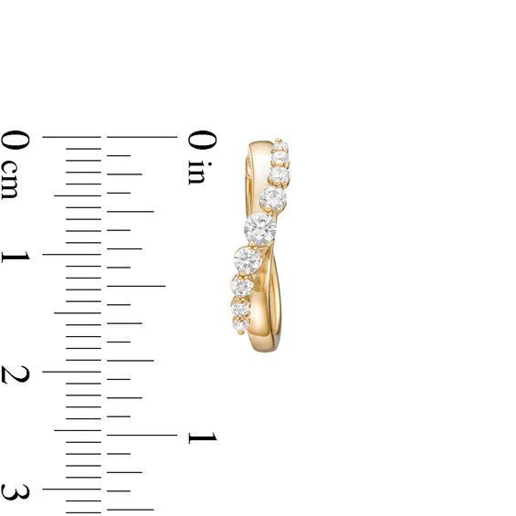 1/2 CT. T.w. Diamond Graduated Wave Hoop Earrings in 10K Gold