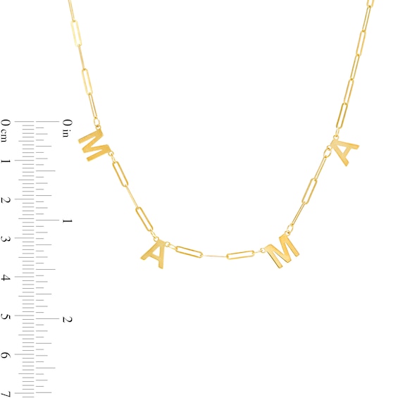 "Mama" Block Letter Station and Paper Clip Link Necklace in 10K Gold â 17"