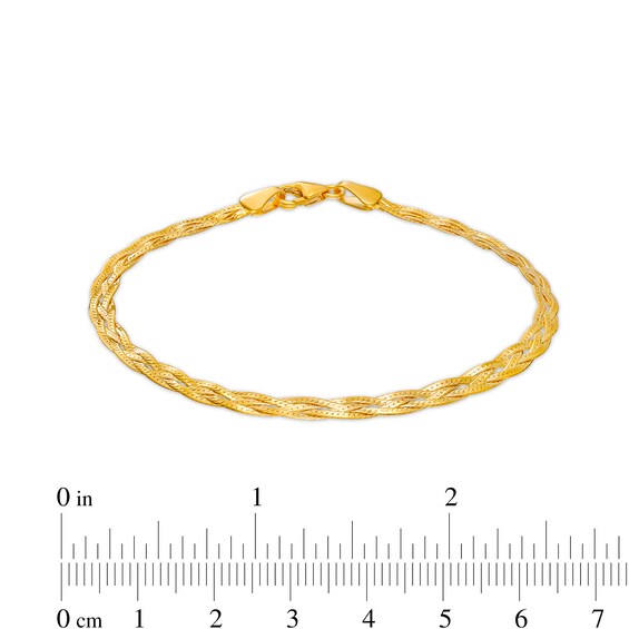 Diamond-Cut Braided Herringbone Bracelet in 10K Gold - 7.25"