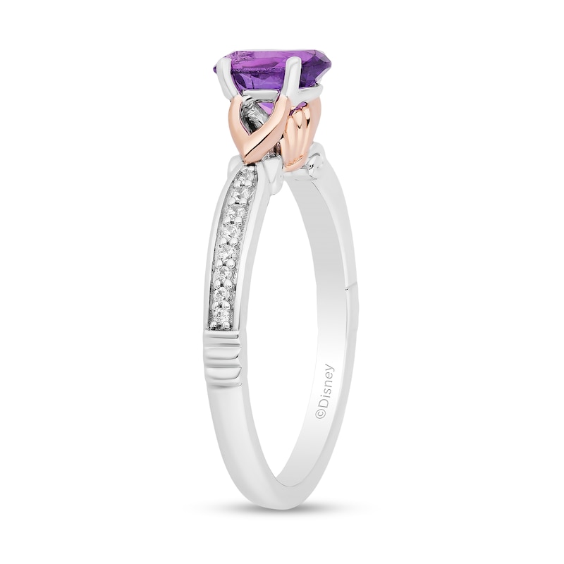 Main Image 2 of Enchanted Disney Ariel Oval Amethyst and 1/10 CT. T.W. Diamond Ring in Sterling Silver and 10K Rose Gold Plate