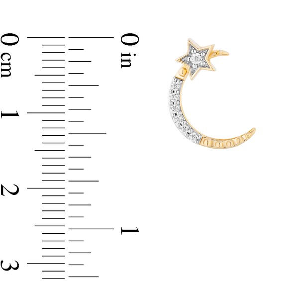 Enchanted Disney Jasmine 1/6 CT. T.w. Diamond Star and Moon Stud Earrings in 10K Gold