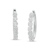 Thumbnail Image 1 of 1 CT. T.W. Cushion-Shaped Multi-Diamond Oval Hoop Earrings in 10K White Gold