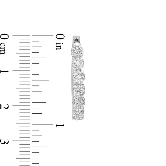 1 CT. T.w. Cushion-Shaped Multi-Diamond Oval Hoop Earrings in 10K White Gold