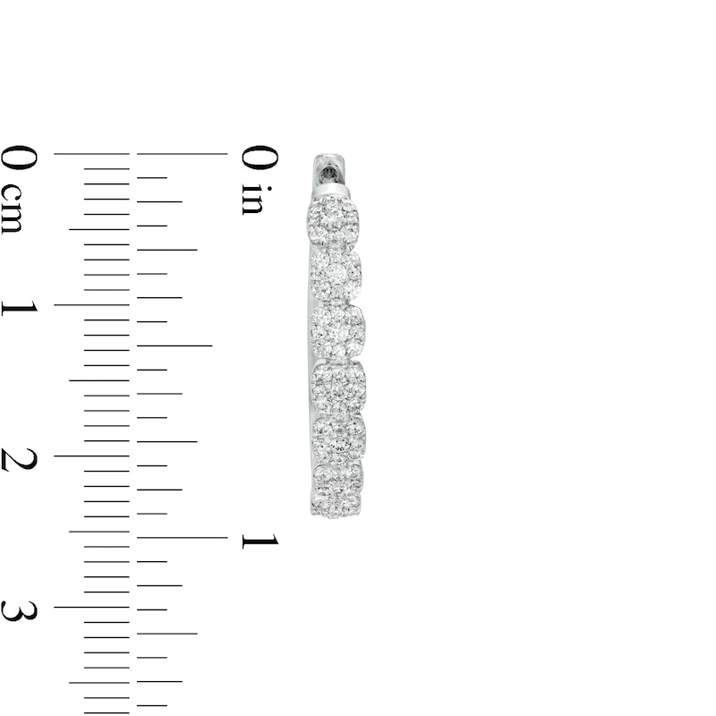 Main Image 2 of 1 CT. T.W. Cushion-Shaped Multi-Diamond Oval Hoop Earrings in 10K White Gold