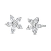 1/4 CT. T.W. Baguette and Round Diamond Flower Stud Earrings in 10K White Gold