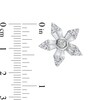 1/4 CT. T.W. Baguette and Round Diamond Flower Stud Earrings in 10K White Gold