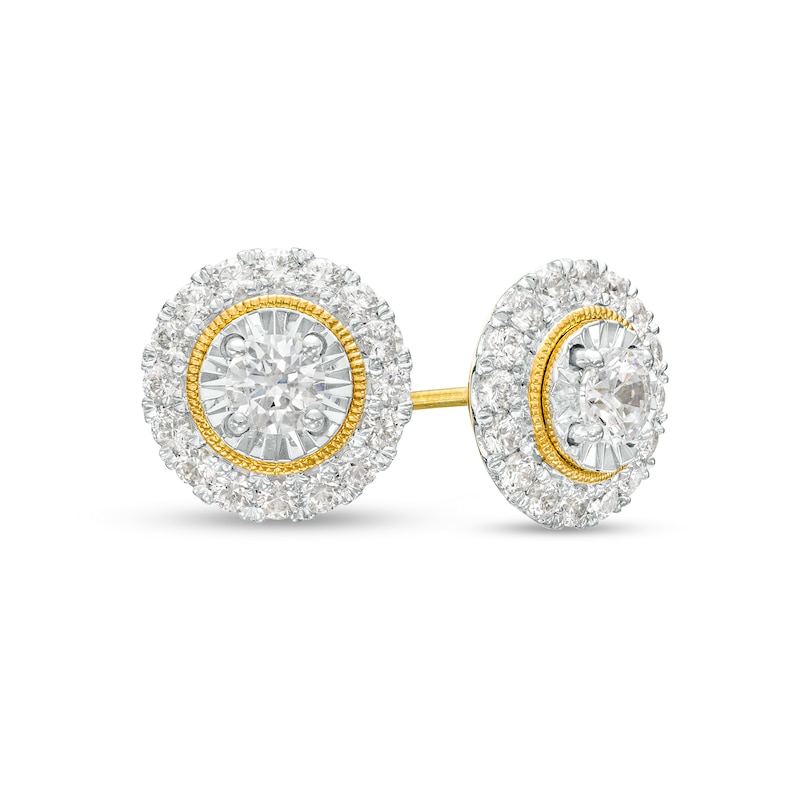 Main Image 1 of 1 CT. T.W. Diamond Frame Stud Earrings in 10K Two-Tone Gold