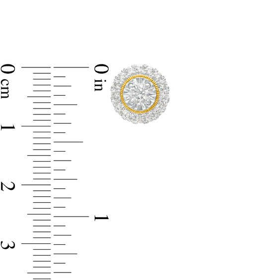 1 CT. T.w. Diamond Frame Stud Earrings in 10K Two-Tone Gold