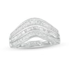 Thumbnail Image 1 of 1/2 CT. T.W. Baguette and Round Diamond Contour Triple Row Anniversary Band in 10K White Gold