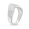 Thumbnail Image 3 of 1/2 CT. T.W. Baguette and Round Diamond Contour Triple Row Anniversary Band in 10K White Gold