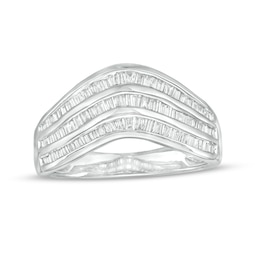 1/2 CT. T.W. Baguette Diamond Contour Triple Row Anniversary Band in 10K White Gold