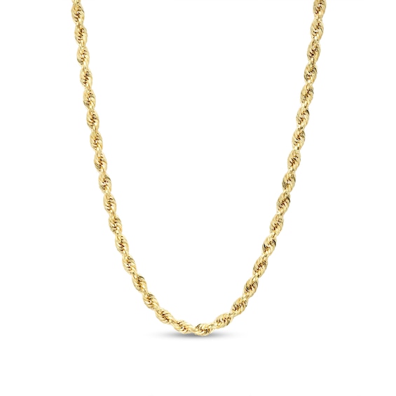 3.1mm Glitter Rope Chain Necklace in Hollow 14K Gold - 20"