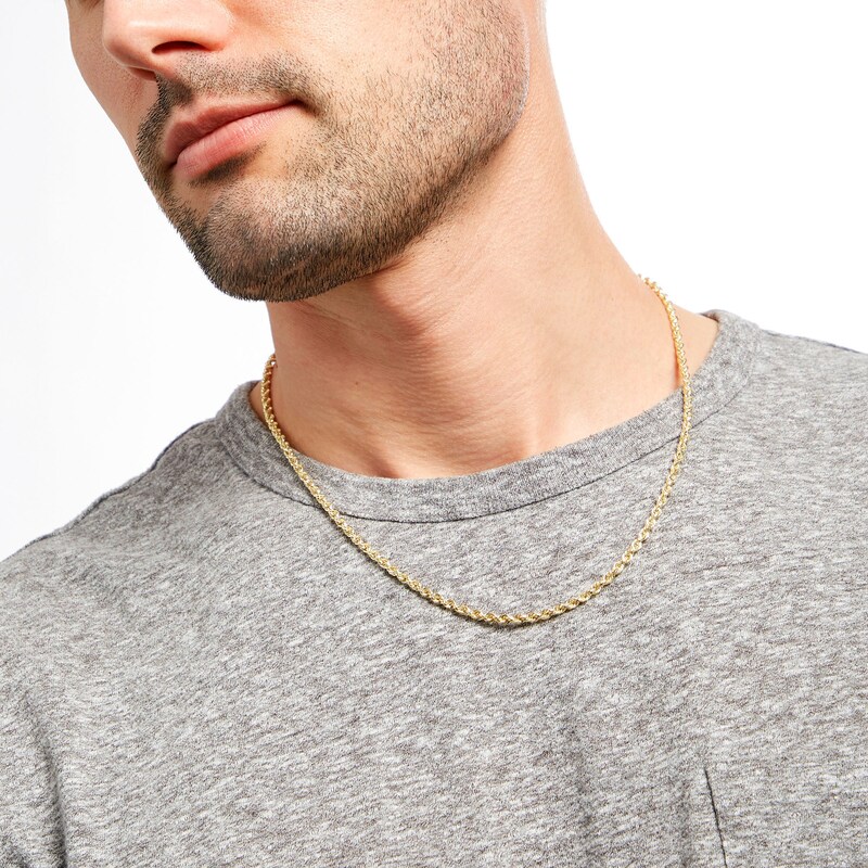 Main Image 3 of 3.1mm Glitter Rope Chain Necklace in Hollow 14K Gold - 20"