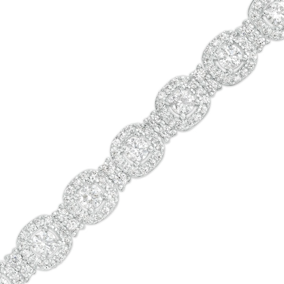 4 CT. T.w. Cushion-Shaped Multi-Diamond Frame Line Bracelet in 10K White Gold - 7.25"