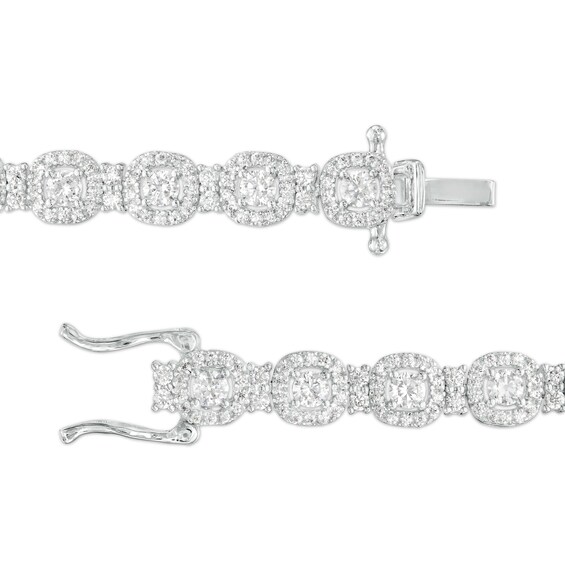 4 CT. T.w. Cushion-Shaped Multi-Diamond Frame Line Bracelet in 10K White Gold - 7.25"