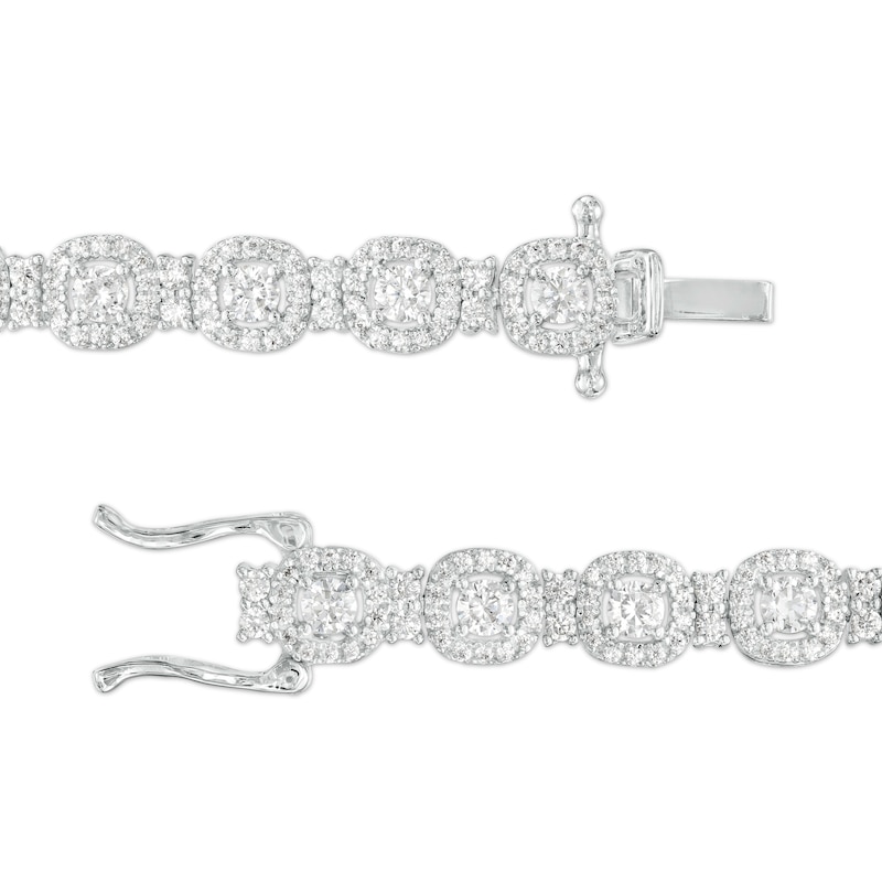 Main Image 2 of 4 CT. T.W. Cushion-Shaped Multi-Diamond Frame Line Bracelet in 10K White Gold - 7.25"