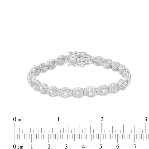 4 CT. T.w. Cushion-Shaped Multi-Diamond Frame Line Bracelet in 10K White Gold - 7.25"