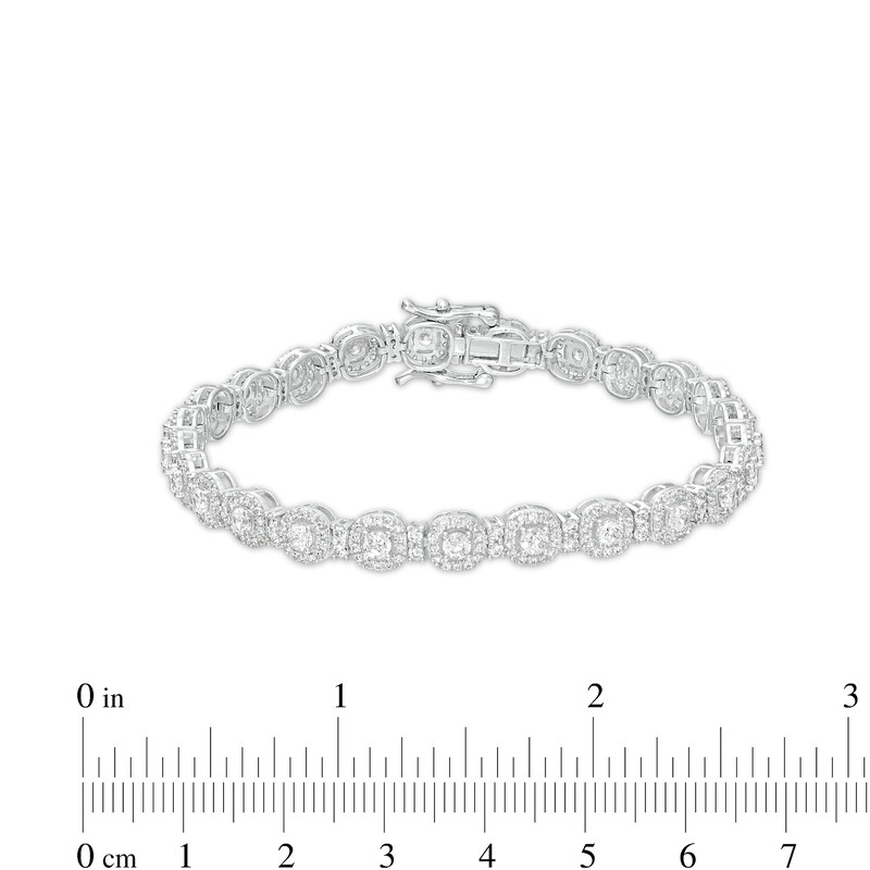 Main Image 3 of 4 CT. T.W. Cushion-Shaped Multi-Diamond Frame Line Bracelet in 10K White Gold - 7.25"