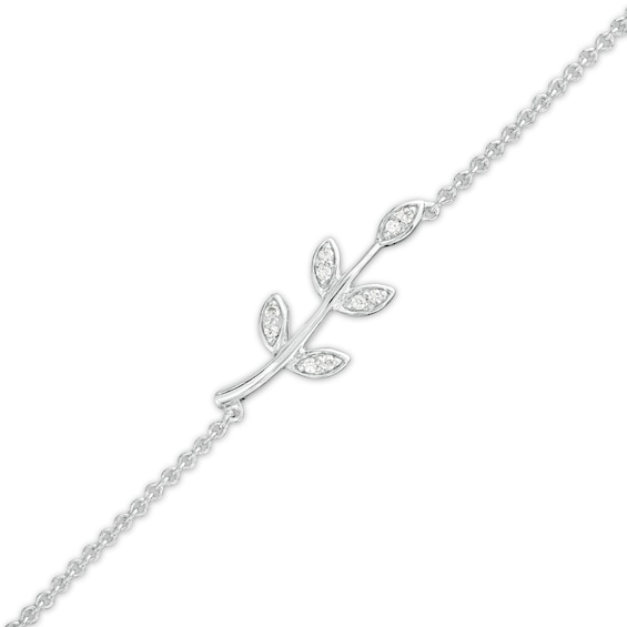 1/20 CT. T.w. Diamond Leaf Branch Anklet in Sterling Silver â 10"