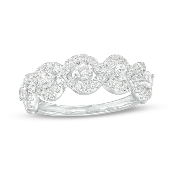 1 CT. T.w. Diamond Five Stone Twist Ring in 10K White Gold