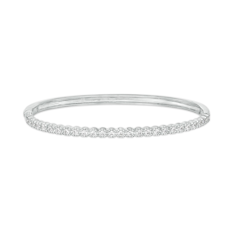 Main Image 1 of 1 CT. T.W. Certified Lab-Grown Diamond Line Bangle in 14K White Gold (F/SI2) – 7.25"